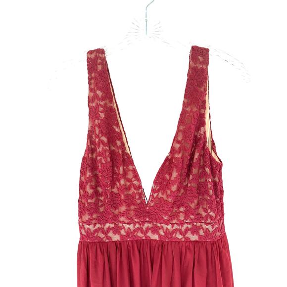 Lulus Make Way for‎ Wonderful Berry Red Lace Formal Sleeveless Maxi Dress Large - Picture 5 of 14